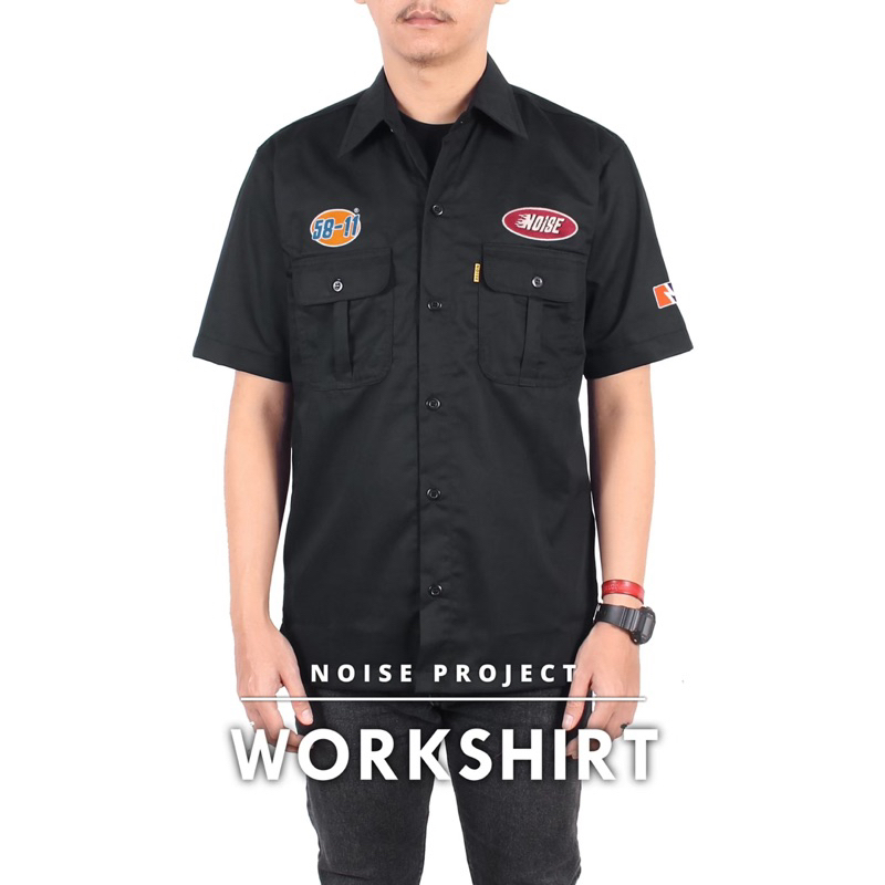 Workshirt Noise Project Kemeja Workshirt Kemeja Pria Hitam Baru