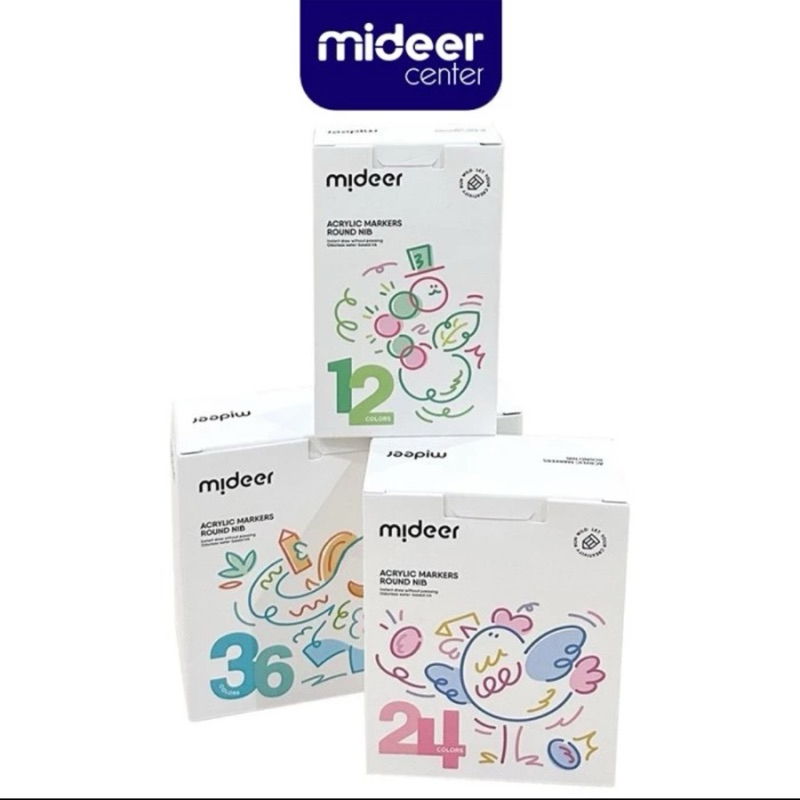 

Mideer Acrylic Round Nib Marker 12 24 36 Colour Color Spidol Warna Anak Kids Art Drawing Colouring