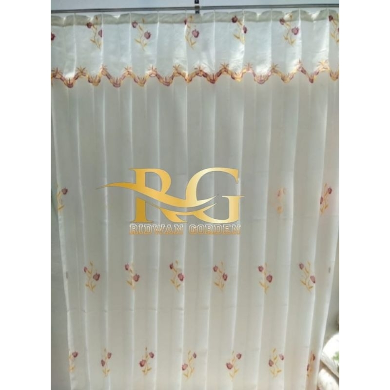 Vitrase Gorden Motif Bordir bunga tulip Gorden vitrase Poni Tempel Tirai Puring Jendela