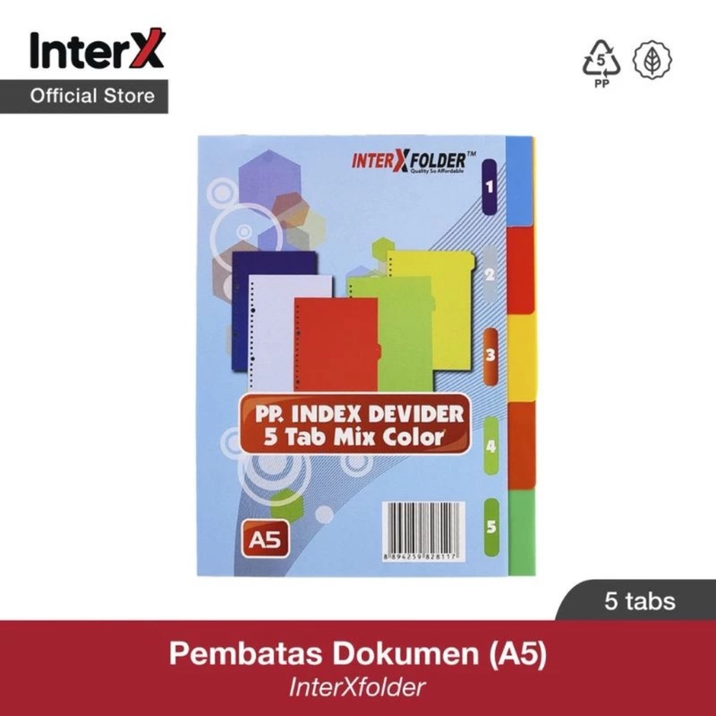 

Index Divider A5 InterX 5 Tab / Pembatas Binder Odner