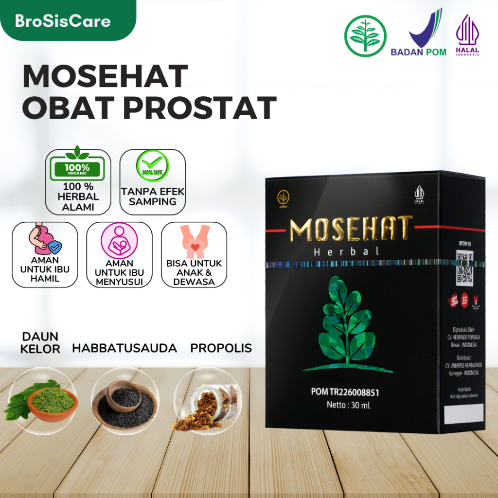 Mosehat Obat Prostat Herbal Ampuh Alami BPOM Halal & Original Berkhasiat Dijamin Asli