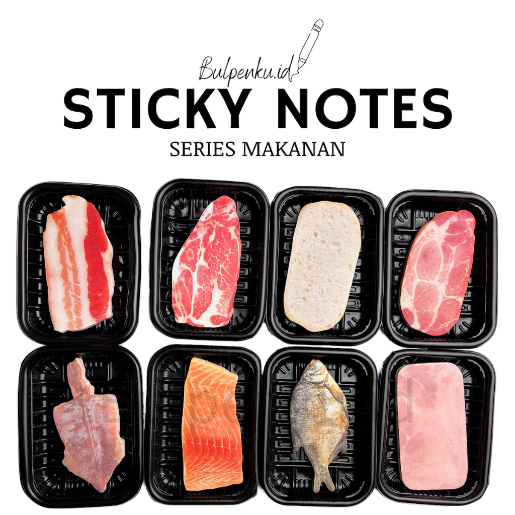 

50 lembar Buku Memo daging salmon spam unik/ Sticky note/ sticky tabs / pembatas buku/ mini memo/ Lembar sticky notes/ label sticker/ memo catatan tempel/ index sticker