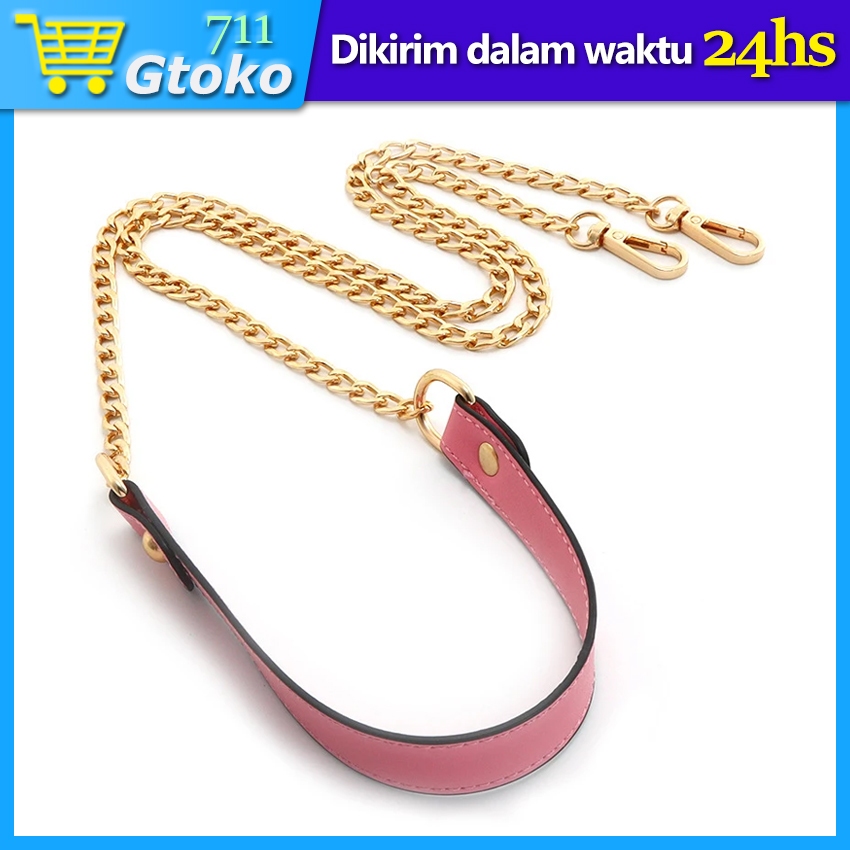 120cm Tali Tas Rantai Kulit Aksesoris Tas Wanita Emas Silver Hitam Chain Leather Bag Strap