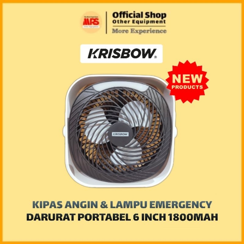 KRISBOW KIPAS ANGIN DARURAT LAMPU EMERGENCY PORTABEL LED 6 INCH 1800MAH