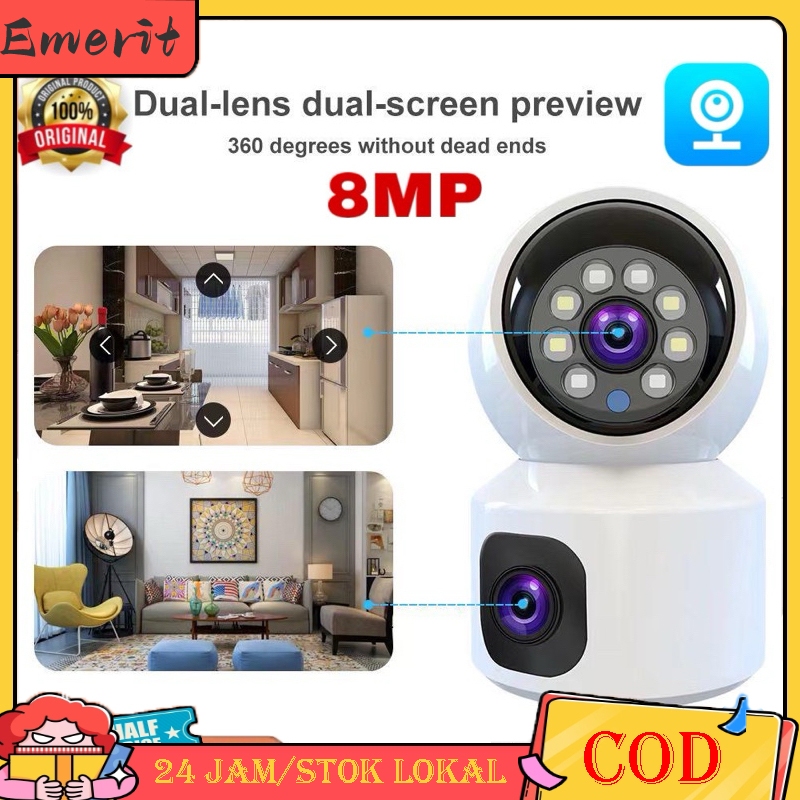 【COD】New CCTV Indoor WiFi 8MP Dual Lens IP Camera 360’ PTZ Kamera HP Jarak Jauh Bergaransi Jarak Jauh Bergaransi (app:iLnkSight)