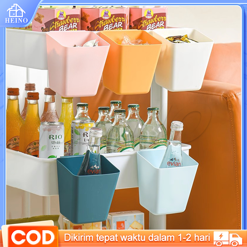 HEINO Kotak Plastik Gantung Portabel Rak Gantung Meja Belajar Keranjang Storage Tempel Dinding Stati