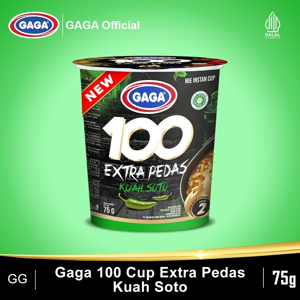 

GAGA 100 Cup Extra Pedas Kuah Soto Mie Cup GAGA Kuah Soto