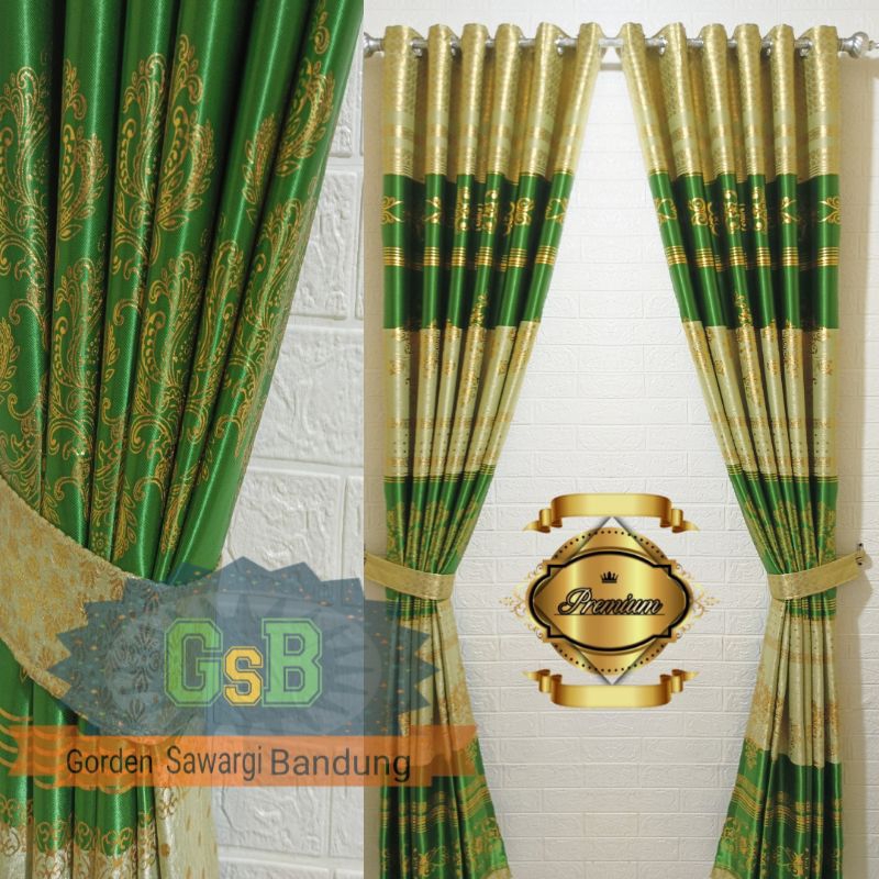 Gorden rumah minimalis modern terbaru murah kain GLOSSY menggunakan print emas tebal mewah bagus