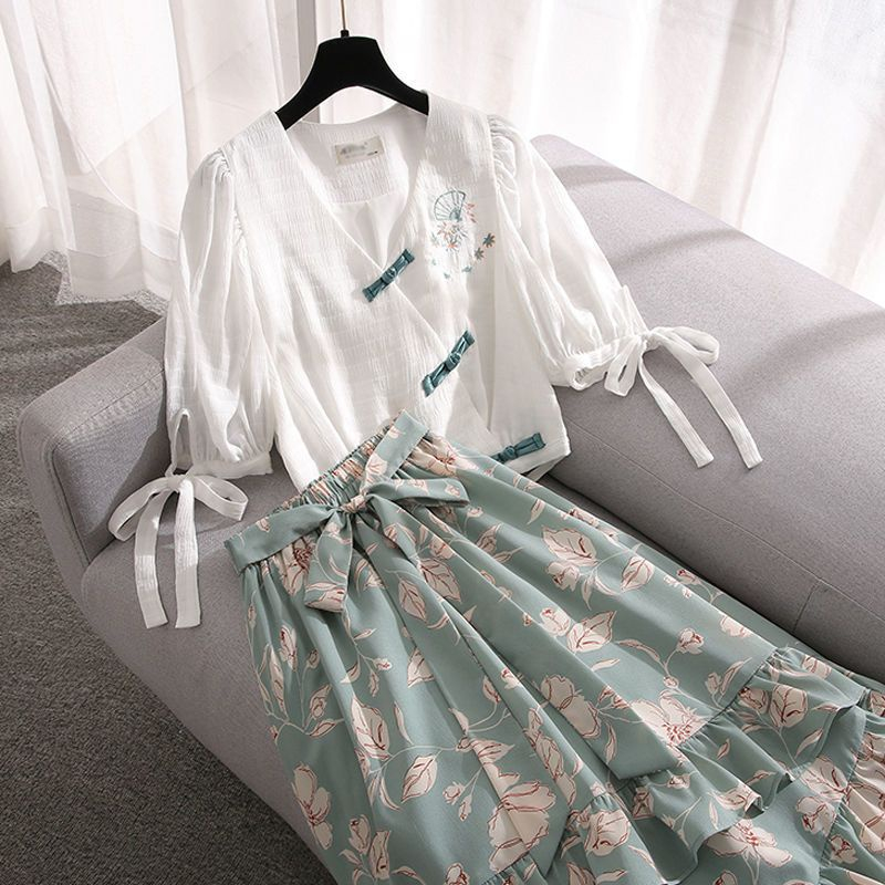 Two piece improved Hanfu dress set for women