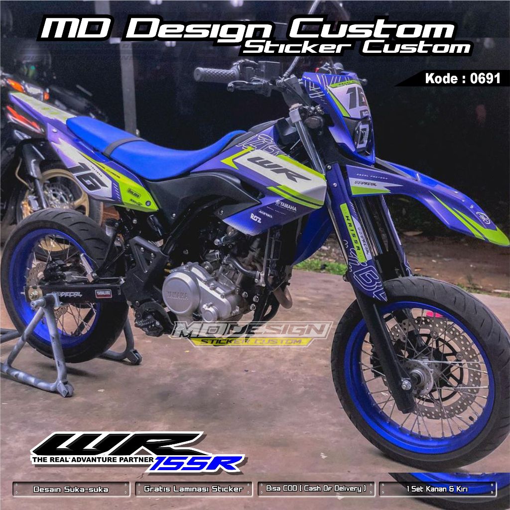 0691 Sticker Decal WR 155 Supermoto Full Body ( COD ) Premium Qwality - Bebas Request Desain - Stike