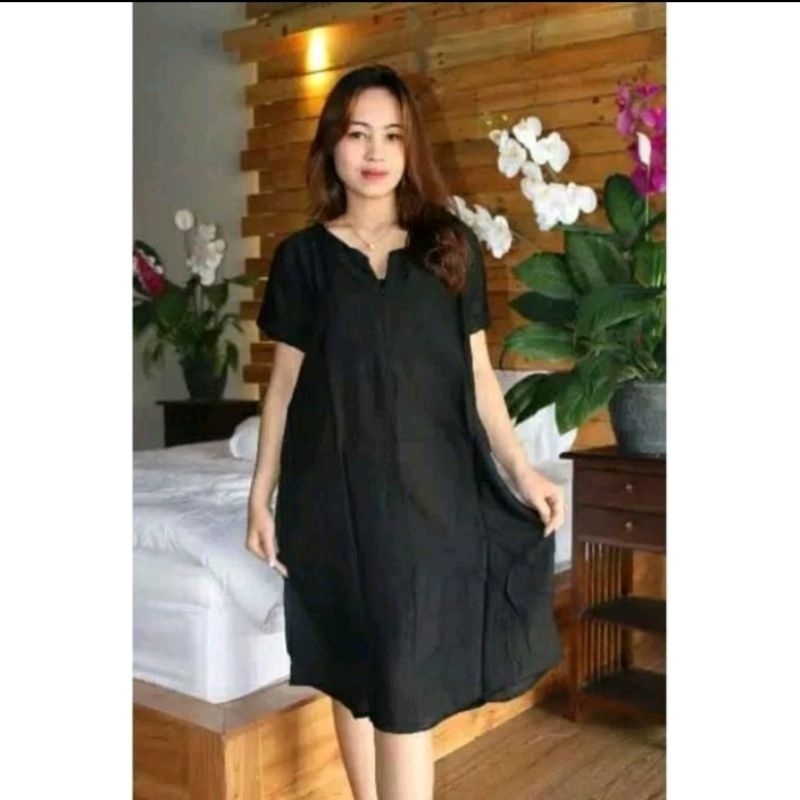 daster hitam polos remaja  / daster Bali / daster polos sleting depan / daster busui /daster polos /