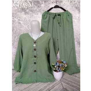 LD 110.120.130CM XL XXL XXXL SETELAN ANDIN KANCING JUMBO//SET CRINKLE AIRFLOW POLOS LENGAN PANJANGI/