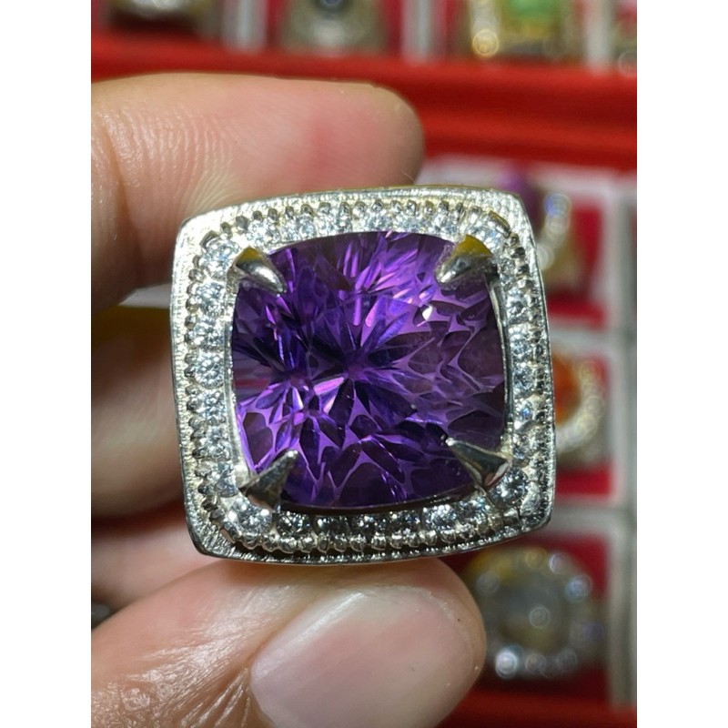 Natural Kecubung Pangkalambun Ring Perak + Memo
