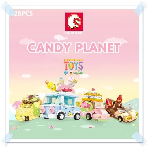 Sembo Block Car Van Vehicle Straberry, Pudding,Matcha,Candy 615001