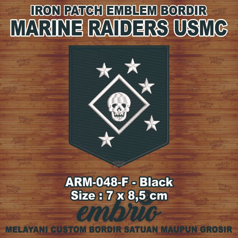 ARM-048-F Patch MARINE RAIDERS USMC marsoc us marine corps amphibious - BW Black White Hitam Putih