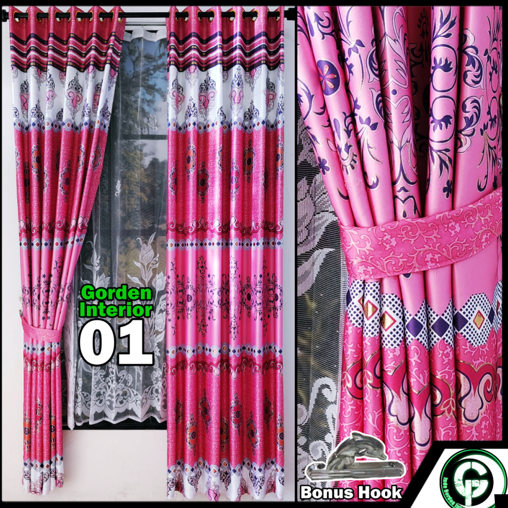 horden pintu/gorden pintu kamar/gorden pintu ruang tamu/dan jendela minimalis blackout tinta emas mo