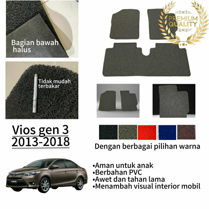 karpet mobil vios polos dua baris non bagasi/karpet mobil vios berbahan mie bihun/ karpet mobil vios