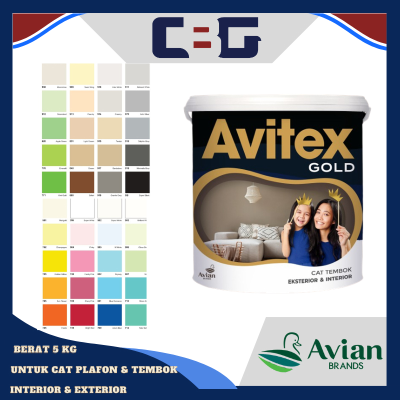 AVITEX GOLD CAT TEMBOK INTERIOR & EXTERIOR 5 KG AVIAN