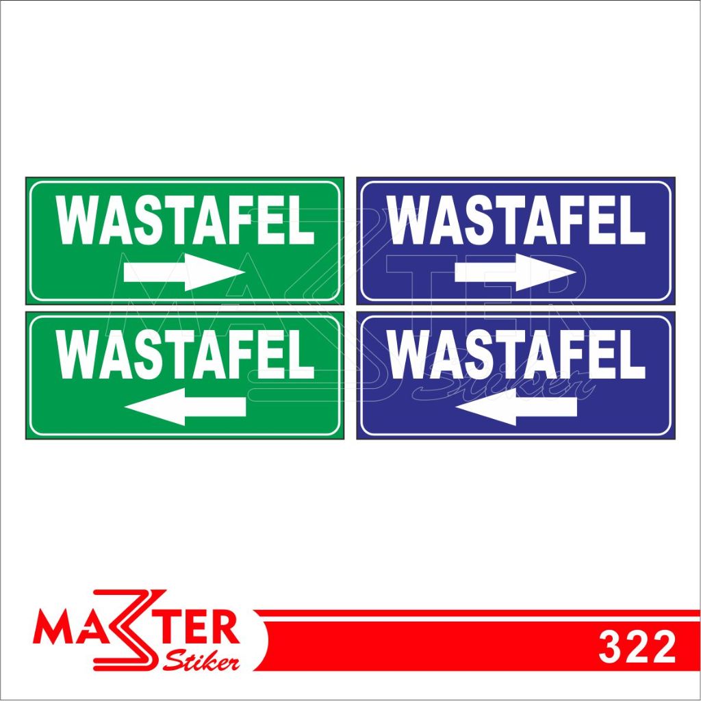 

322 - Stiker Petunjuk Arah Letak/Posisi Wastafel, Sticker Vinyl, Tahan Air, Termurah, Bisa Custom