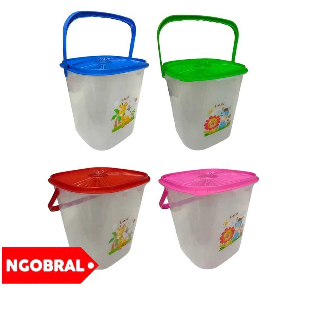 Toples Kerupuk Plastik Kotak 10 Liter + Gagang Sealware Kedap Udara Bening 10 liter