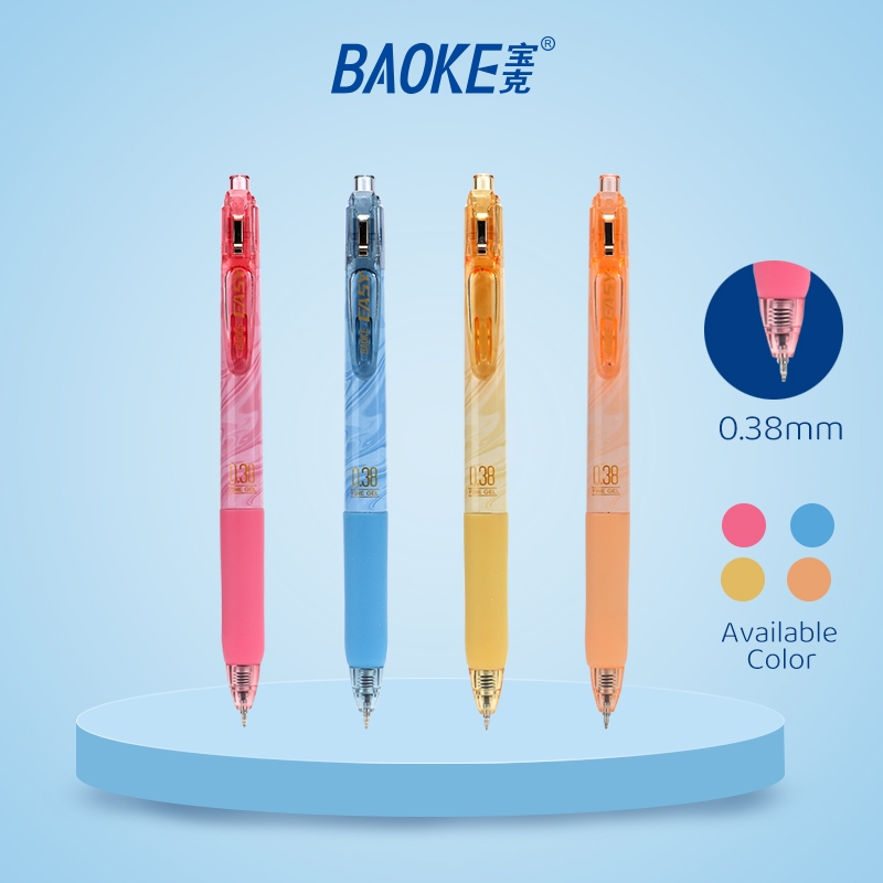 

BAOKE Gel Pen Pulpen Gel Retractable Tinta Hitam 0.38mm PC1921