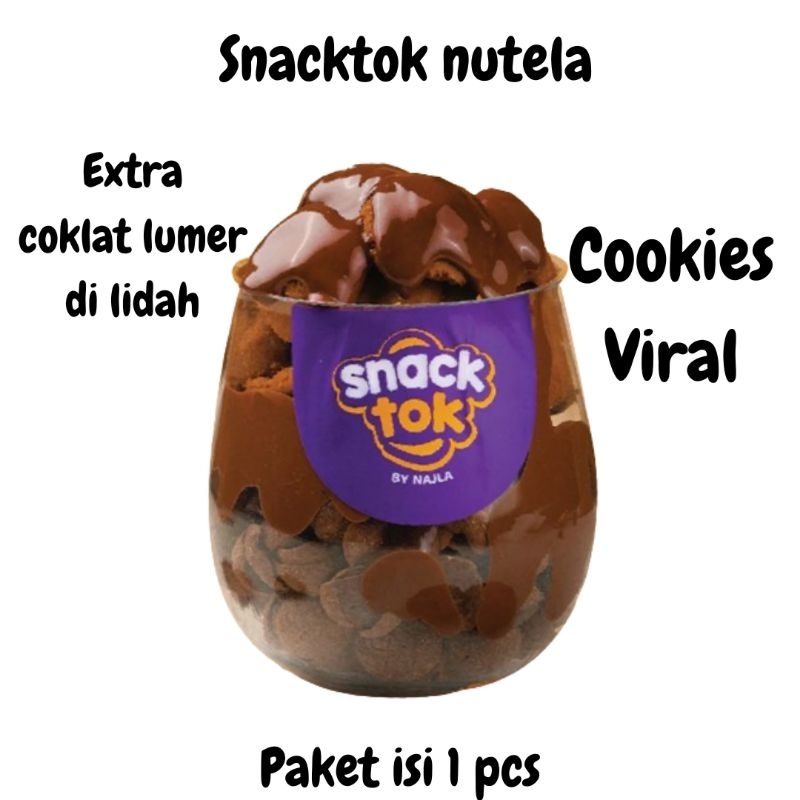 

snacktok nutela murah paket 1 pcs/cemilan viral Snack tok full cookies nutela tiramitsu/Snack coklat cokelat choklat murah