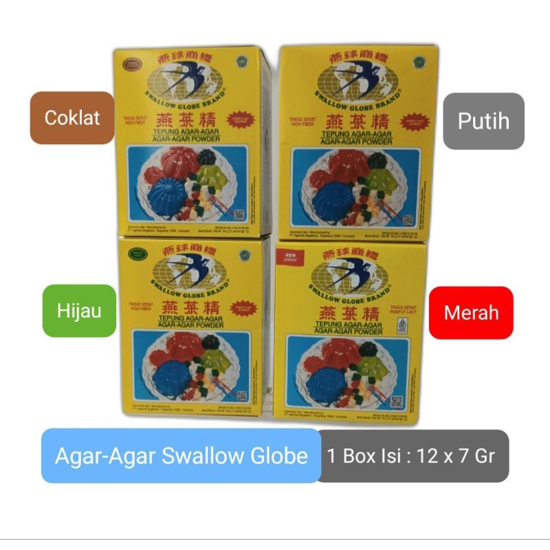 

Agar Agar Powder 7 Gr Warna Putih/ Merah/Hijau/Coklar Harga Jual Per pcs