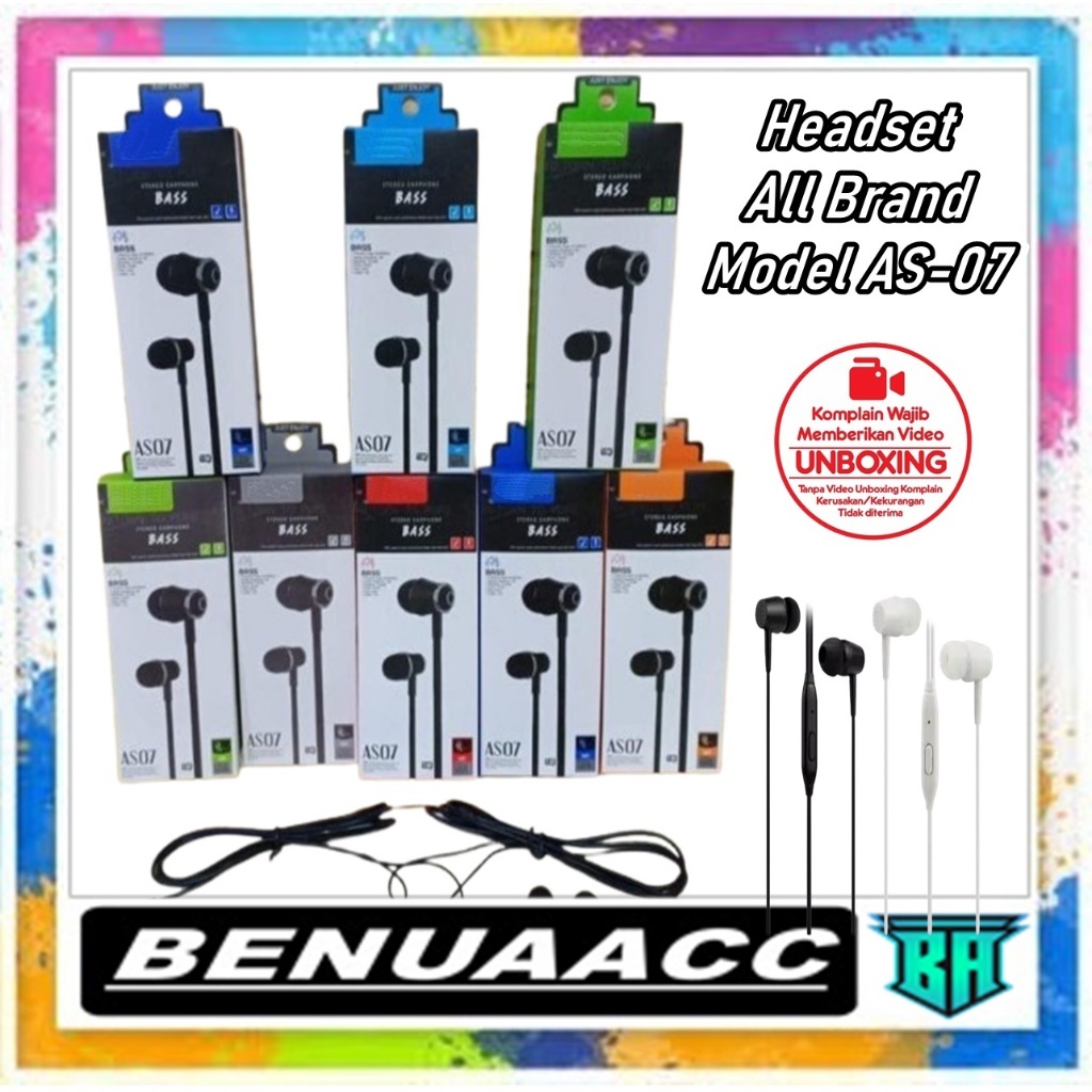 (ba) Hf Handsfree hf Headset Branded AS07 Bass Murah Meriah