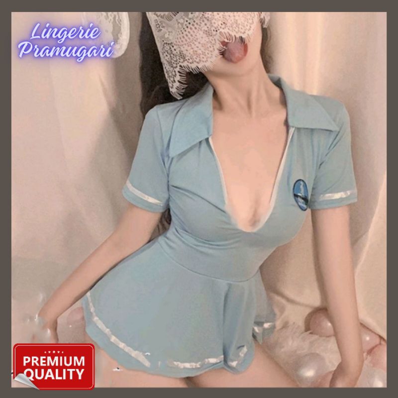 LINGERIE COSPLAY PRAMUGARI LINGERIE KOSTUM COSPLAY GAUN SEXY PRAMUGARI