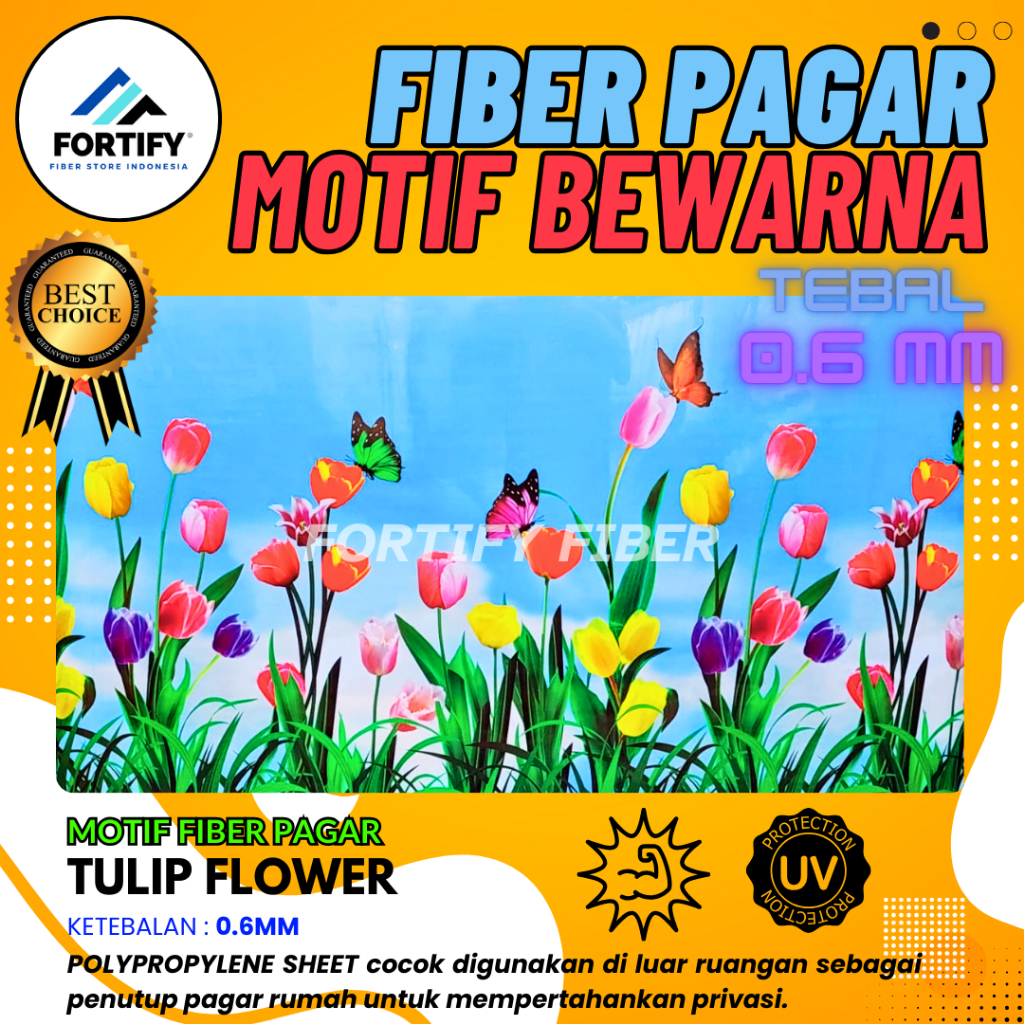 Fiber Plastik Penutup Pagar Rumah Motif TULIP FLOWER