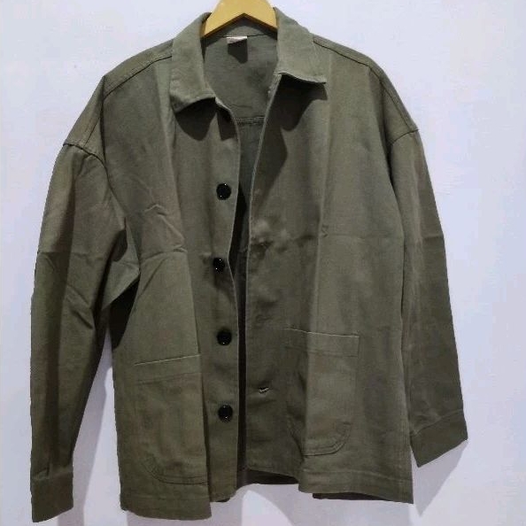 Cracker jaket denim pria size XL hijau army