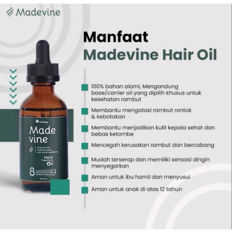 MADEVINE Hair Oil dan Shampoo Paket Perawatan Rambut Rontok dan Penumbuh