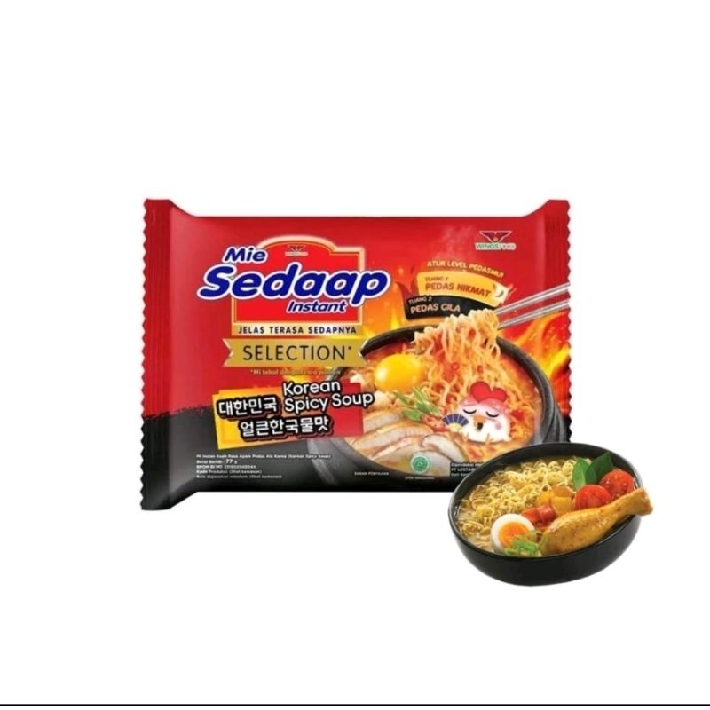 

Sedaap Mie Instan Korean Spucy Soup isi 5 bag 77gr