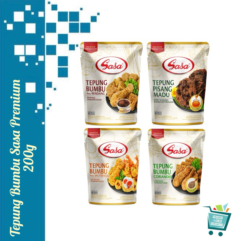 

Sasa Tepung Bumbu Premium Collection Salted Egg / Coriander / Pisang Goreng Madu / Rendang 200g