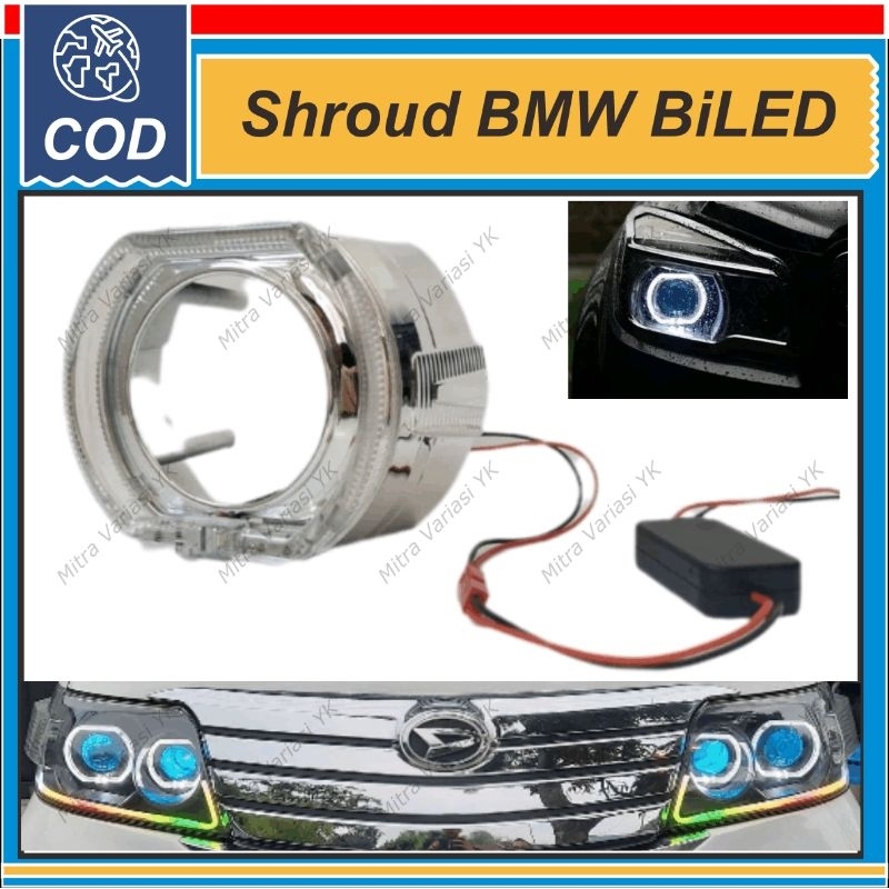 SHROUD BMW KLASIK ANGEL EYES FOR BILED PROJECTOR 2,5 INCH RING SILVER PNP ALL TYPE LENSA