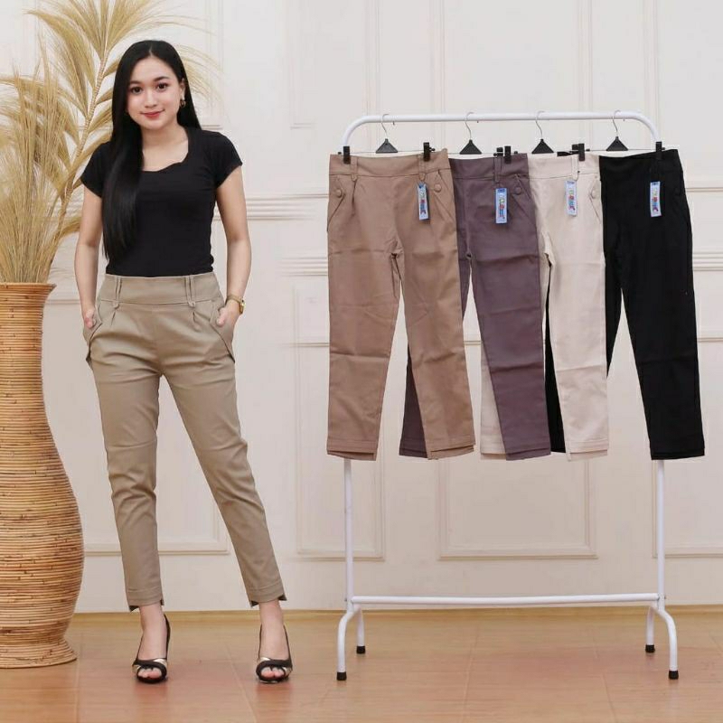 Baggy pants k2 twill combed premium, baggy pants, celana chinos, celana wanita