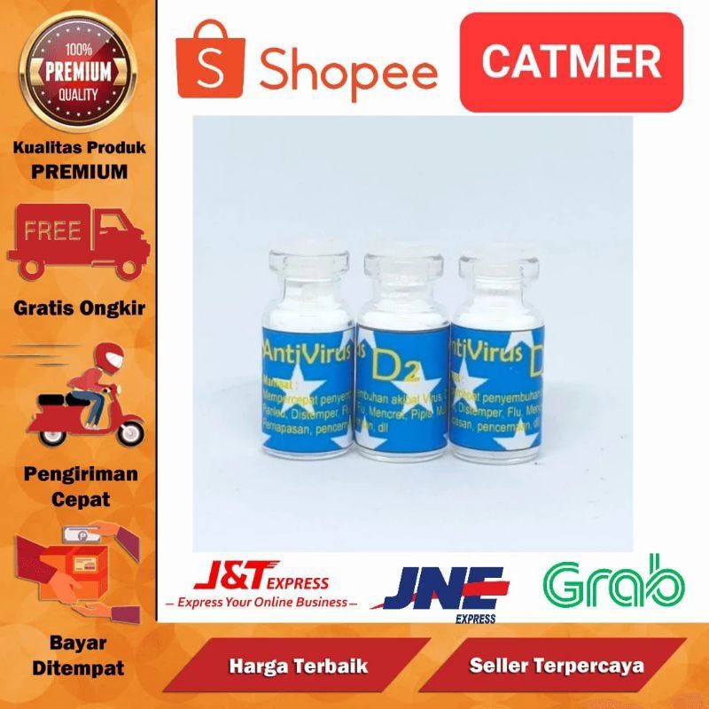 D2 Obat virus calici distemper flu batuk pilek bersin mencret kucing udah termasuk suntik