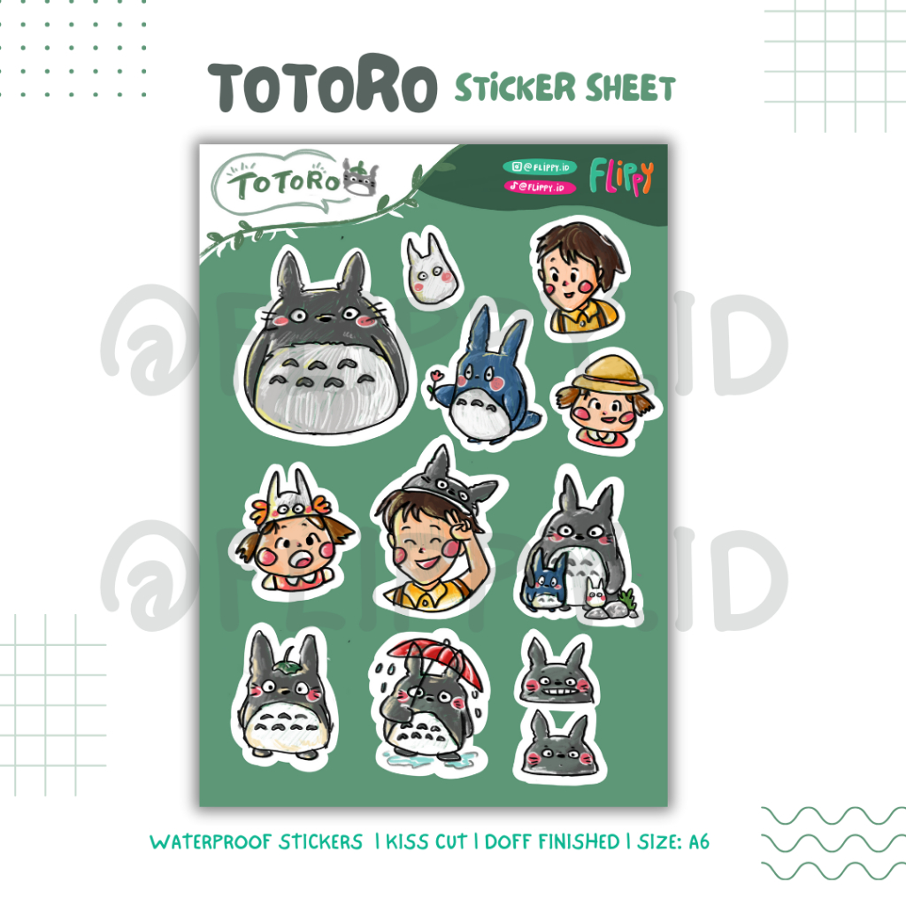 

Totoro - Sticker Sheet Kiss Cut Doff Waterproof by Flippy