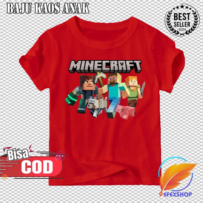 KAOS ANAK MINECRAFT BAJU KAOS MINECRAFT BEST SELLER