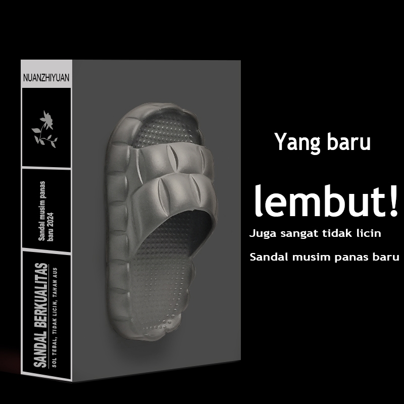 sandal slop wanita Sendal Wanita Terbaru Jelly Karet Sandal Slop Flat Rumahan Empuk Elastis Sendal A
