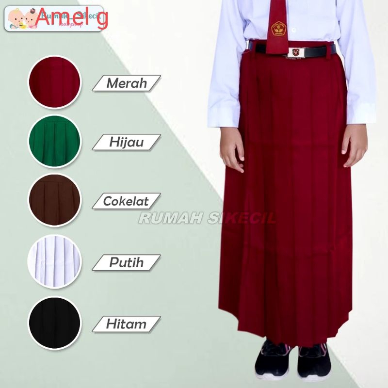 Rok sd panjang merah hijau putih