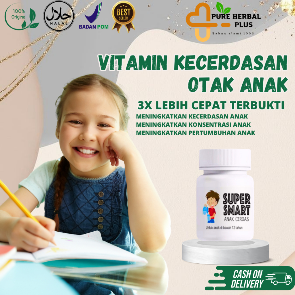 SUPER SMART-vitamin-generos vitamin otak anak 100% ori-vitamin d anak-vitamin otak anak cerdas daya 