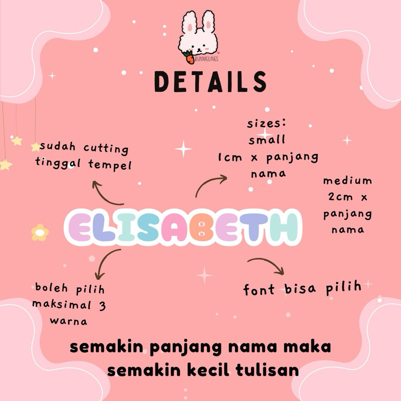 

stiker nama / 3 palet edition / stiker nama anak / tahan air waterproof