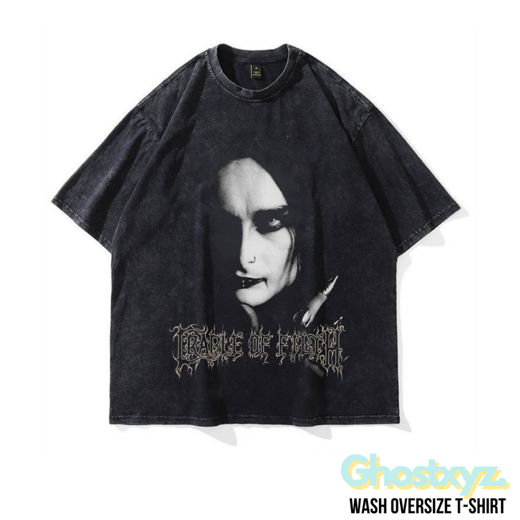 Ghostxyz T-Shirt Cradle Of Filth Men Wash Oversize Vintage Tee Baju Kaos