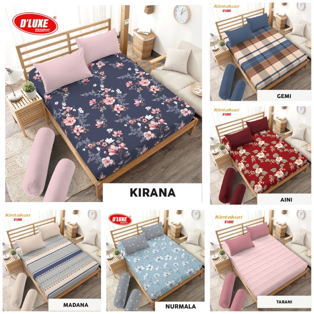 Kintakun D'luxe Sprei Queen Fitted 160x200 / Sprei Set Queen 160x200x20 Bantal 2 / Sprei Aesthetic U