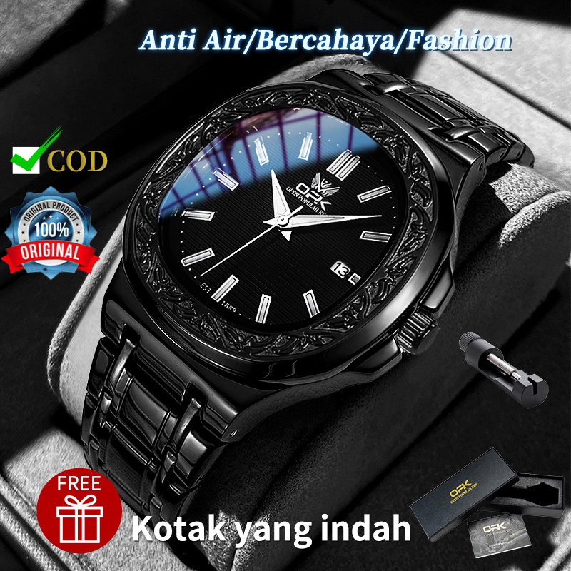 OPK Jam Tangan Pria Original Anti Air Keren Terbaru Mewah Hitam Stainless Steel Watch Men