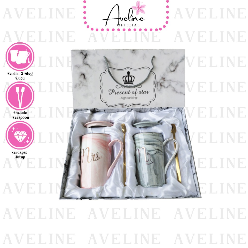 G&C AVELINE Mug Kado Mug Couple / Mug Gift Set / Gelas Couple Mug Gelas Couple Long Mug Gelas Couple