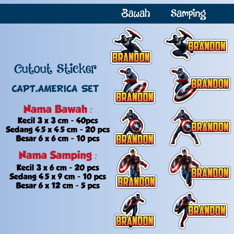 

sticker nama cutout captain america