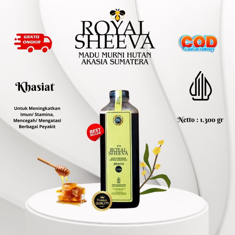 

royal sheeva 100 % madu murni premium madu asli dari hutan akasia sumatera halal mui madu 1.300 gr
