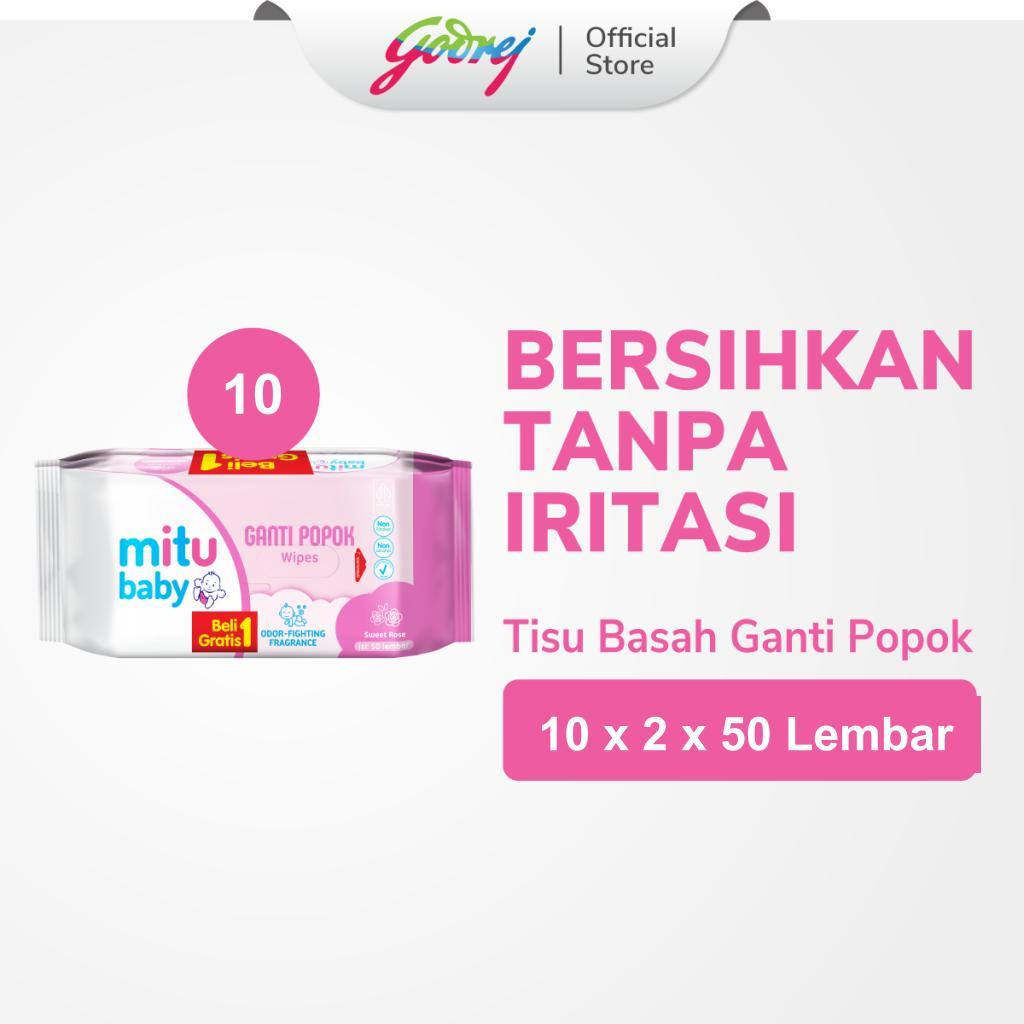 Mitu Baby Tisu Basah Ganti Popok Sweet Rose 50'S Beli 1 Gratis 1 [10 Packs] - Tisu Basah Bayi
